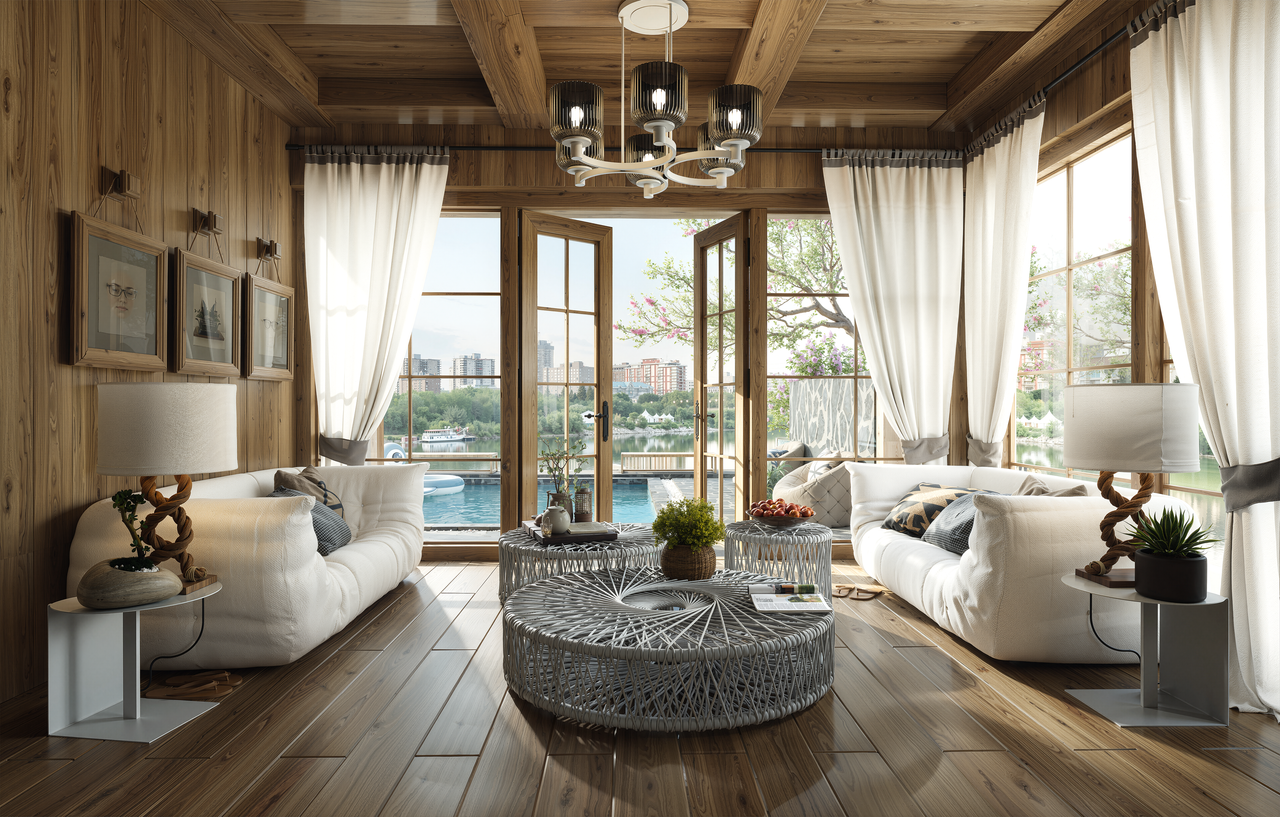 hero-img-01 Elegant living room with stunning waterfront view featuring modern decor and natural light.